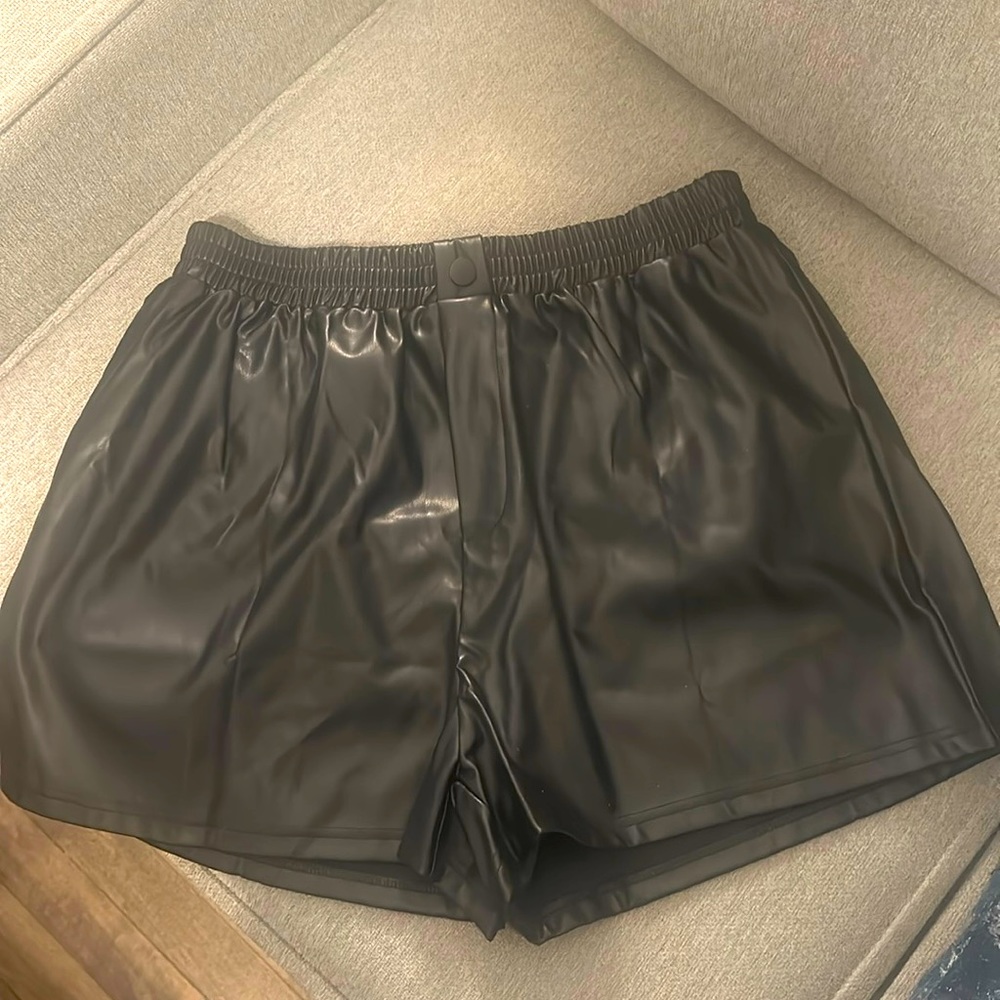 Faux Leather Shorts Black